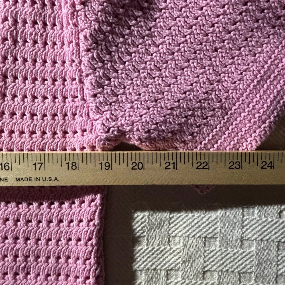 Light Pink Crochet short sleeve sweater Cotton M Y2K Coquette Soft Girl Beachy